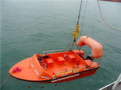4.5M FRP 25HP Outboard Rescue Boat with 23KN Rescue Boat Davit For Trainning